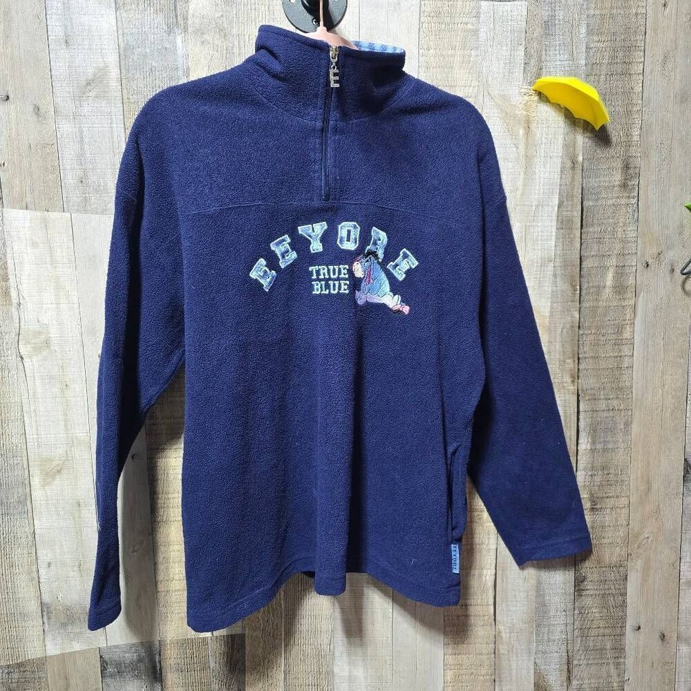 Disney Winnie The Pooh Eeyore Vintage 90s Navy Fleece Sweatshirt Small Kidcore